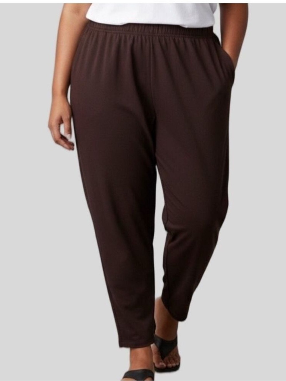 Fashion Bug Dark Brown Elastic Waist Pants Size 26/28 Short